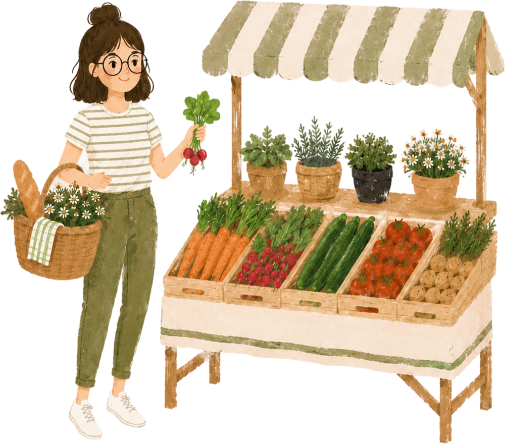 Courses de légumes frais au marché